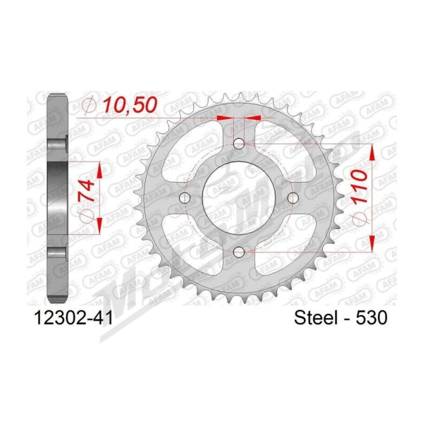 AFAM Steel Standard Rear Sprocket 530 41 teeth YAMAHA RD 250 80-82