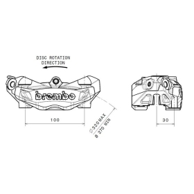 BREMBO M4 Front Left Brake Caliper Titanium Ø32mm APRILIA / BMW / DUCATI / MV AGUSTA / TRIUMPH 800-1200cc 2009-2023