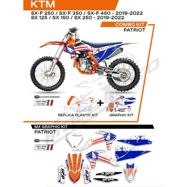 UFO Plastics and stickers set with fork guards KTM SX / SX-F 125-450 19-22
