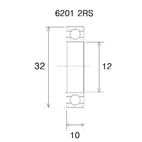 BLACK BEARING B5 Bearing 12x32x10 mm 6201-2RS