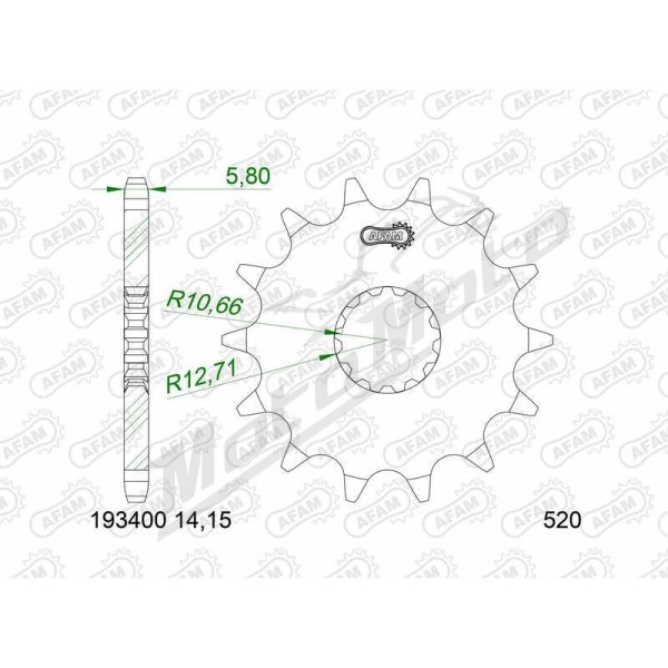 AFAM Steel Standard Front Sprocket 193400 - 520 14-15 teeth CF MOTO / BENELLI 450-700cc 20-25