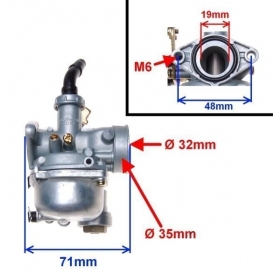 Carburetor (screwed on with manual fuel cock) ATV 50-80-110-125cc 139FMB 4T