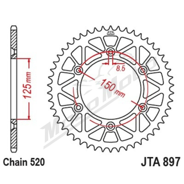 JT Grandinės komplektas 520HDS 17/40 KTM Supermoto 660 05-06