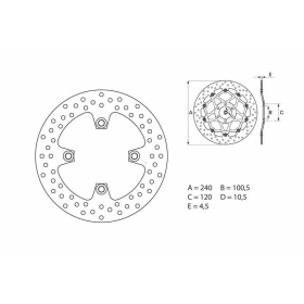BREMBO Serie Oro apvalus fiksuotas stabdžių diskas galinis ​​​​​​​KAWASAKI ZR / ZXR / ZZR 400-750cc 1990-2006