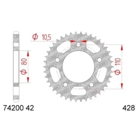 AFAM Steel Standard Rear Sprocket 428 42 teeth KYMCO QUANNON 125 08-12