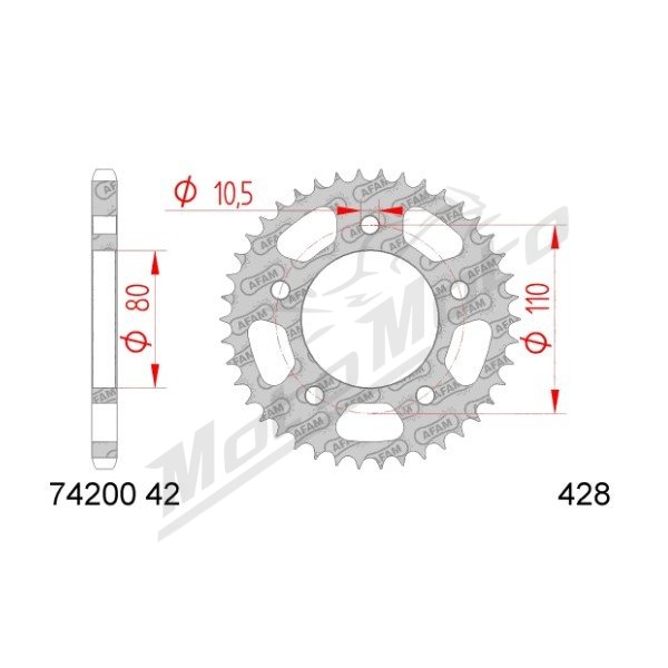 AFAM Steel Standard Rear Sprocket 428 42 teeth KYMCO QUANNON 125 08-12
