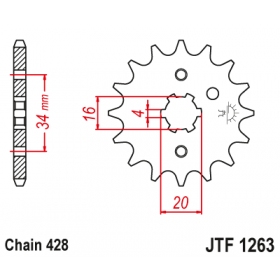 Front sprocket JTF1263 RIEJU / YAMAHA XT / YBR / DT / XT / TZR / DR / PEUGEOT 125 4T