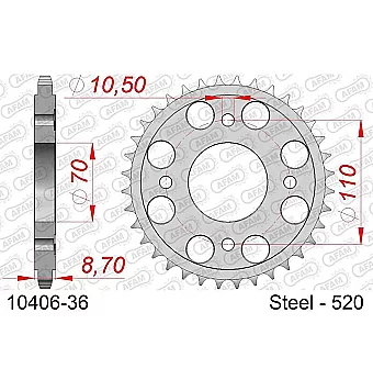 AFAM plieninė standartinė galinė žvaigždutė 520 36 dantukų HONDA CB / CM 400 81-83