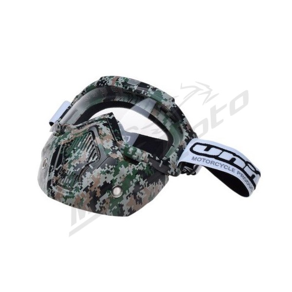 Off Road Goggles with mask camo UNIT M02-1 (clear lens)