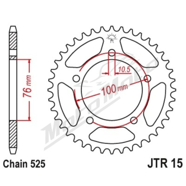 JT Grandinės komplektas sustiprintas 525Z3 14/42 Benelli TRK 502 17-24