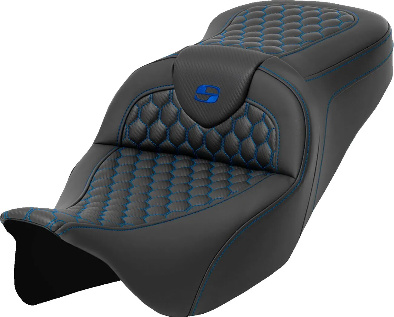 SADDLEMEN Honeycomb Roadsofa™ Seat Blue Mėlyna Harley Davidson FLH / FLHR / FLHRC / FLHT / FLHTCU / FLHX / FLHTKSE / FLHX / FLTRX / FLTRXSE 1584-1923cc 08-23