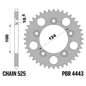 PBR Standard C45 Steel Rear Sprocket 4443 - 525 DUCATI 749-999cc 2002-2007