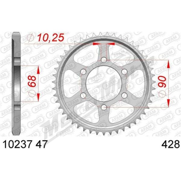 AFAM Steel Standard Rear Sprocket 428 47-48 teeth HONDA CB 125 18-25