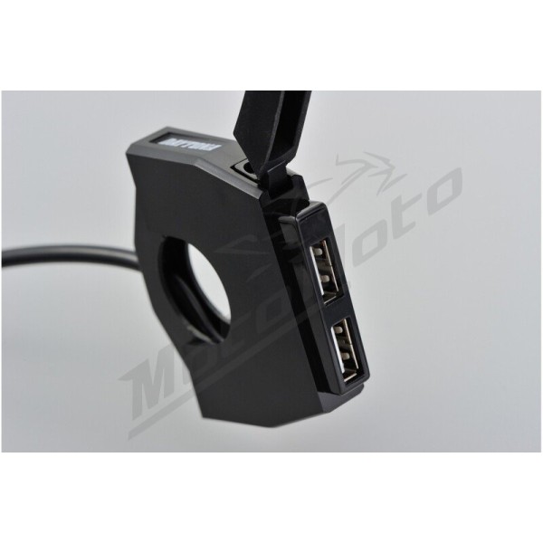 DAYTONA Slim USB Type-A Power Supply (2 inputs) - Handlebars Ø22,2/25,4