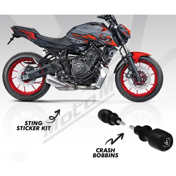 Frame sliders crash bar Sticker kit BAGOROS YAMAHA MT 07 700cc 2021 2023