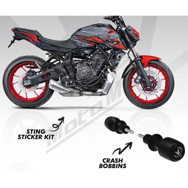 Frame sliders / crash bar + Sticker kit BAGOROS YAMAHA MT-07 700cc 2021-2023