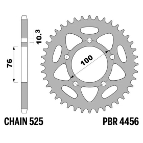 PBR Ultra-Light Aluminium Rear Sprocket 4456 - 525 BENELLI BN / TNT / TORNADO / TRK 300-1130cc 2000-2024