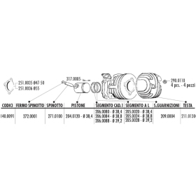 Cylinder kit POLINI (cast iron) Vespa 50cc 2T Ø38,4 PIN Ø12