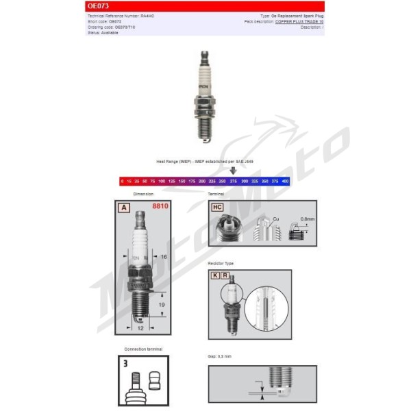 CHAMPION S-Plug Aprilia / Bimota / BMW / Buell / Cagiva / Derbi / Ducati / Harley Davidson / Honda / Kawasaki / Laverda / Suzuki / Vespa / Vyrus / Yamaha 50-1200 70-07 RA4HC