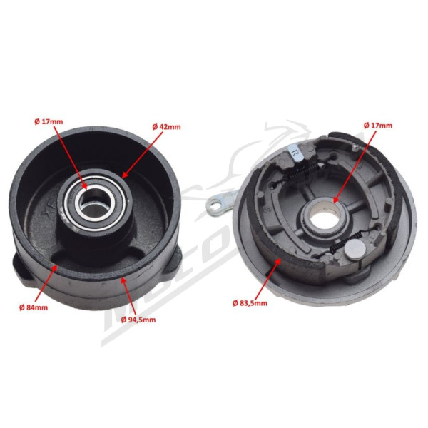 Front left wheel brake drum / hub Ø85-94mm