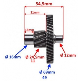 Transmisijos / pavarų dėžės dantratis ATALA/ BENELLI/ DERBI/ ITALJET/ SUZUKI/ TGB 50cc 92-17 11/49DANTUKŲ