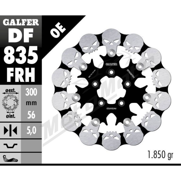 GALFER BRAKE ROTOR FLOATING SKULL Harley Davidson FLD / FLHR / FLHRC 1450-1923cc 04-24