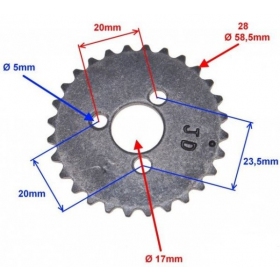 Camshaft sprocket BENZER / KINGWAY / ROMET / ZIPP 50cc 07-17 28dantukų