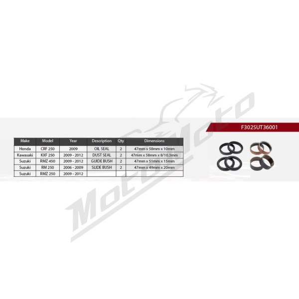 SHOWA Priekinių amortizatorių rem. kompl. Honda / Kawasaki / Suzuki 125-450cc 97-12