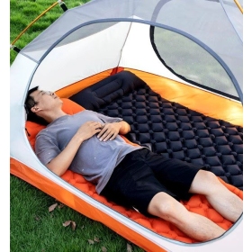 CAMPING SLEEPING MAT WITH PUMP ORANGE 190x60cm