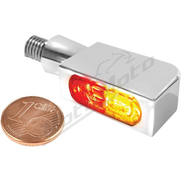 HEINZ BIKES 3in1 Micro Universal Rear LED Turn Signal Chrome 1pc.
