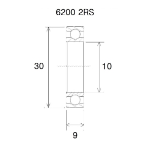 BLACK BEARING B5 Bearing 10x30x9 mm 6200-2RS