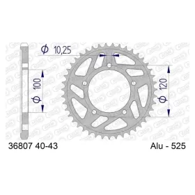 AFAM aliumininė galinė žvaigždė 525 42-43 dantukų APRILIA RSV4 / TUONO 1000-1100cc 09-24