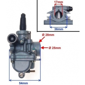 Karbiuratorius 17mm (Mech. Pariebintojas) YAMAHA RD / VM16 50cc Prisukamas 2varžtais 2T 