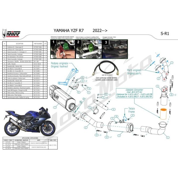 MIVV Exhaust SR-1 Full Exhaust System Yamaha R7 22-24