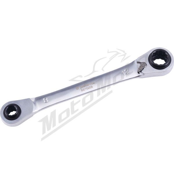 BIKESERVICE 4-In-1 Reversible Ratchet Wrench 8 mm, 10 mm, 12 mm, 13 mm