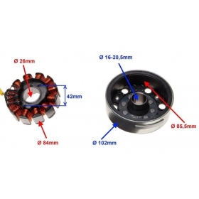 Stator ignition + flywheel PIAGGIO/ GILERA/ DERBI/ APRILIA/ VESPA 125-200cc 4T