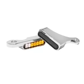 HEINZ BIKES Posūkiai/gabaritinės šviesos ant vairo chromuoti Harley Davidson FLHR / FLHTC / FLTRX / FLTR / FLHX 1584/1800 09-13