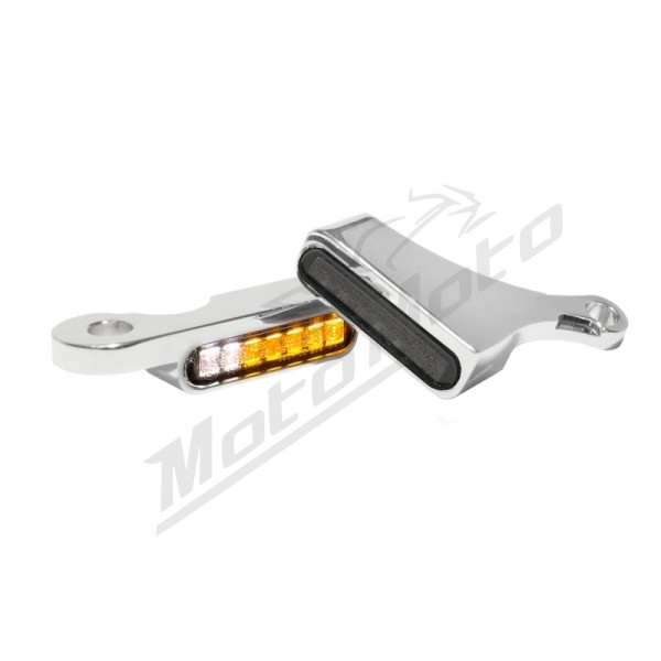 HEINZ BIKES LED Handlebar Turn Signals/ Position Lights Chrome Harley Davidson FLHR / FLHTC / FLTRX / FLTR / FLHX 1584/1800 09-13