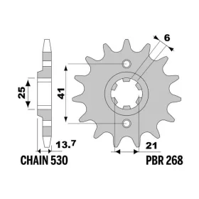 PBR plieninė standartinė priekinė žvaigždutė 268 - 530 HONDA VF 400 1984