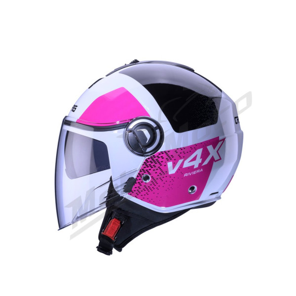 Atviras šalmas Caberg Riviera V4X Alpha balta/juoda