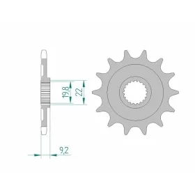 AFAM plieninė savaime išsivalanti priekinė žvaigždutė 24305 - 520 13-14 dantukų ​​​​​​​KAWASAKI KX 250 06-24