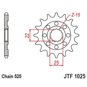 JT Grandinės komplektas sustiprintas 525Z3 15/38 Royal Enfield Himalaya / Scram 400-11 19-25