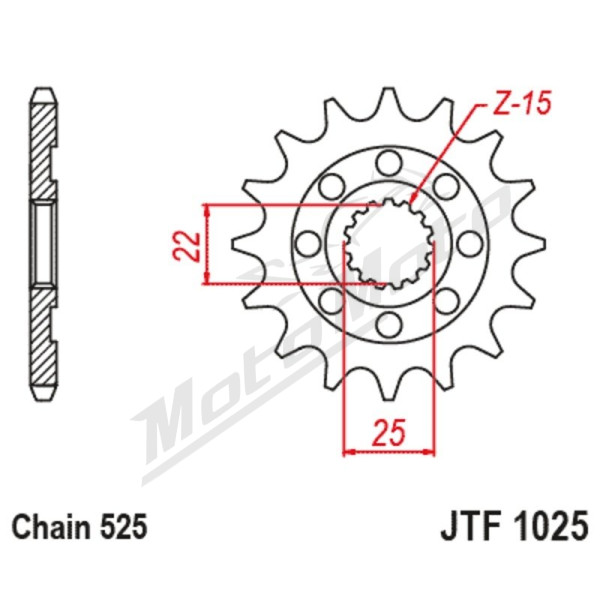 JT Grandinės komplektas sustiprintas 525Z3 15/38 Royal Enfield Himalaya / Scram 400-11 19-25