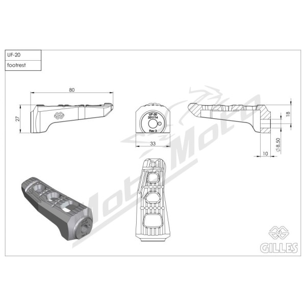 GILLES TOOLING Rear Footpeg 2pcs Triumph Speed Triple 1050/1200 16-24