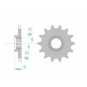 AFAM plieninė standartinė priekinė žvaigždutė 24510 - 520 15 dantukų KAWASAKI NINJA ZX-6 600-636cc 15 teeth 03-06