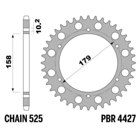 PBR Standard C45 Steel Rear Sprocket 4427 - 525 APRILIA ETV 1000 2001-2010