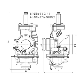 Carburettor POLINI Racing CP 21mm 2T (choke with cable)