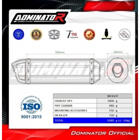 Duslintuvo bakelis Dominator HP1 + dB killer medium BMW S1000XR 2015 - 2019