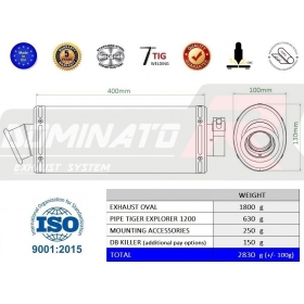 Duslintuvo kompl. Dominator OVAL TRIUMPH Tiger Explorer 1200 XR / XRx / XRT / XC / XCx / XCA 2016-2017