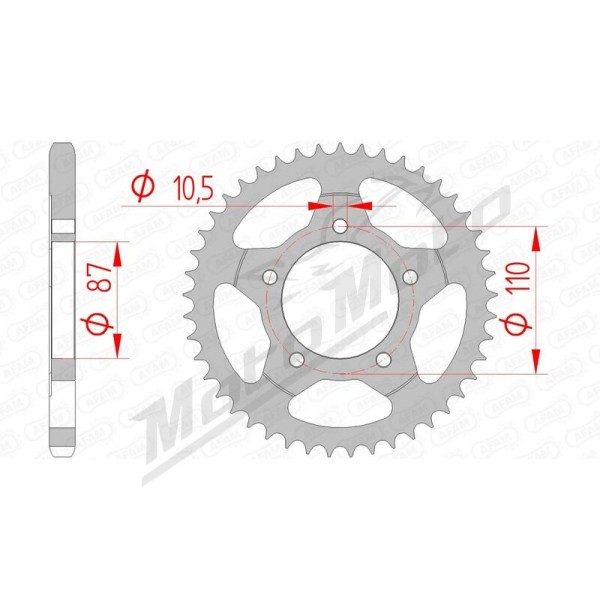 AFAM Steel Standard Rear Sprocket 525 42-48 teeth
